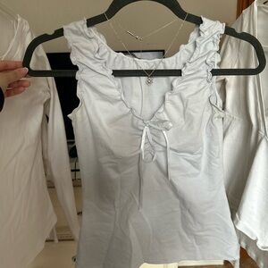 Brandy Melville Light Blue Ruffle Tank Top